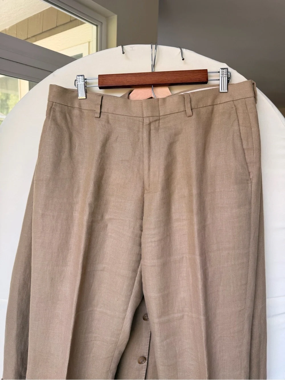 J.Crew Full Ludlow Linen Suit in Camel Tan Pants/Jacket, size 40 L Baird McNutt